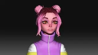 Stylized Girl Character 3D Turntable