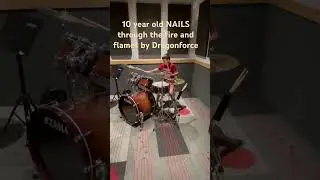 10 year old plays through the fire and flames by dragonforce #drums