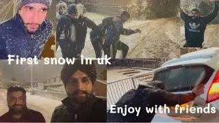 First snow ❄️ in uk || snow wich gaddi fass gai saddi || enjoy with friends ||