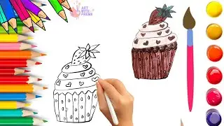 How To Draw cute Cup Cake Drawing, Painting & Coloring For Kids & Toddlers_🌈🎨