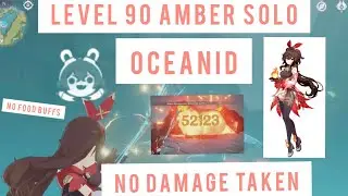 Level 90 Amber C5 Solo Oceanid, No Damage Taken, No Food | Genshin Impact
