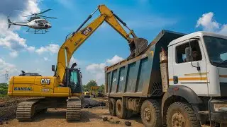 JCB VMT 860 Tandem Roller With New Excavator JCB NXT205 | Loading Mud In Dump | TATA SIGNA Unloading