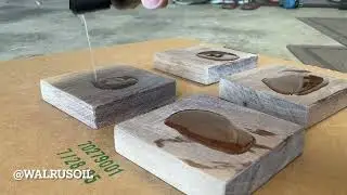 Oiling some walnut coasters with @WalrusOil Cutting Board Oil