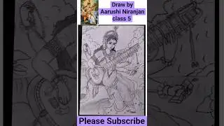 Saraswati maa drawing, How To Draw Saraswati Mata With Grid Method, Basant Panchami Drawing#ytshorts