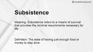 Subsistence Meaning
