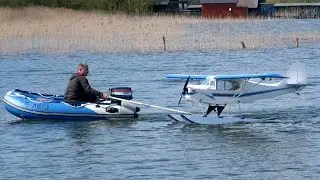 Giant RC Piper Cup Water Plane with technical Problem / Plau am See 2015 *1080p50fpsHD*