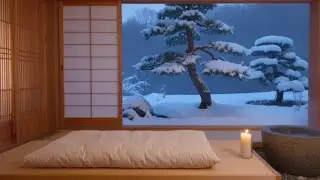 Winter Meditation Music - 2 Hours Snowy Japanese Zen Garden Ambience