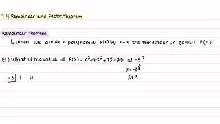 Remainder & Factor Theorem