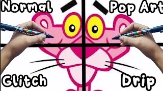 Drawing Pink Panther in 4 different styles 🔥 #viral #art #shortvideo
