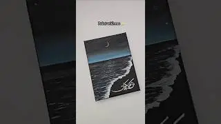 Painting a Night Seascape with Arabic Calligraphy 🌙 | Easy Islamic Art for Beginners #Shorts #like