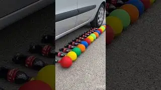 Car Tire Crushing Compilation! Satisfying Soda Cans,Toothpaste and Giant Cola Balloon #A2zkwaishort