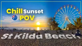 St Kilda Beach Walk, Melbourne. Chill Sunset POV (No Talking)