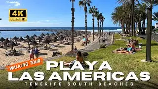 Walking Playa de Las Am&eacute;ricas 🇮🇨 Sunny Winter Day in Tenerife South | 4K