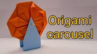 How to make origami carousel amusement ride for kids_ Make a merry-go-round origami #origamicraft