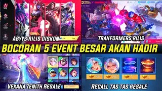 BOCORAN 5 EVENT MOBILE LEGENDS YANG AKAN HADIR ! ABYYS WINGS RESALE, VEXANA ZENITH , TRANSFORMERS ML