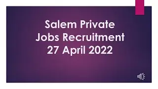 சேலம் மாவட்டம் வேலைவாய்ப்பு@27 April 2022|#Jobs In Salem|#RehobothCyrusUzhagam