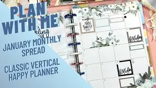 JANUARY MONTHLY SPREAD | PLAN WITH ME | CLASSIC HAPPY PLANNER | WINTER FLORALS VOL 3 KELLOFAPLAN