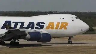 Atlas Air B747 400F Fast Departure From Doncaster Airport. 