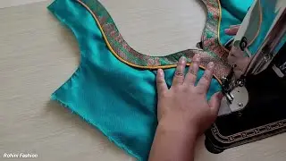 Designer patchwork blouse design | Cutting and stitching back neck design