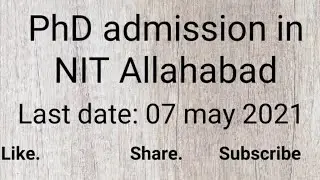 PhD admission July 2021 in MNNIT Allahabad