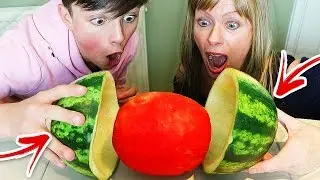SKIN A WATERMELON PARTY TRICK!! 🍉 (Easy Watermelon Life Hacks You MUST Try)