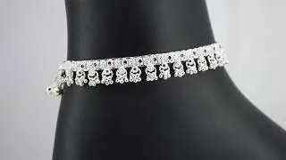 Silver Charms Khushboo Dhaniya Pattern Silver Anklets For Girls