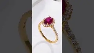18K Yellow Gold Plated Silver 1.5 Carat 6 * 8MM Created Emerald/Ruby Oval Cut Rings #shorts #viral