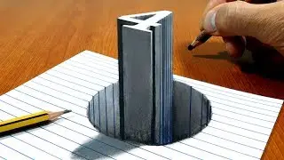 3D Trick Art on Line Paper Number 4 Stick in the Hole