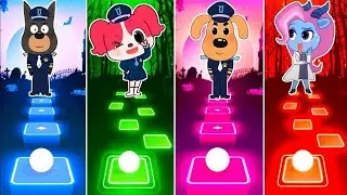 Sheriff Labrador 🆚 Police Officer 🆚 Sheriff Papillon 🎶 Tiles Hop EDM Rush @AngelaAdventure