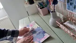 Sealing an acrylic painting with Cold Wax medium.
