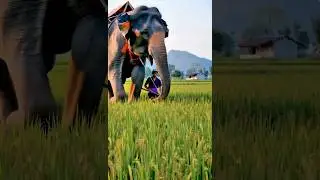 Farmers are using elephants to harvest rice #animals #wildlife #elephant #shots