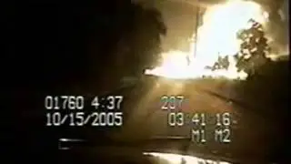 Texarkana Train Explosion and Massive Fireball on Police Dashcam - October 2005