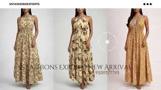 Elegant Printed Maxi Dress for Women | Summer Halter Neck Flowy Dress 🌿✨ SS Fashions Exports
