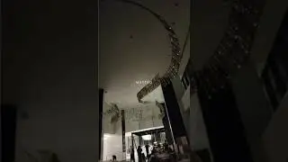 Creative Large Hanging Stainless Steel Installation Art With Lights Inside