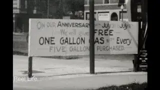 1930, People, cars, Glen Clark Globe Gasoline service station, and life, Chicago, Illinois