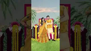 Caricature Couple Wedding Video Card | Mehndi Haldi Sangeet Vivah Invitation | VG-2818
