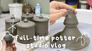 full-time potter studio vlog! 🏺 trimming baubles, throwing commissions 🔮