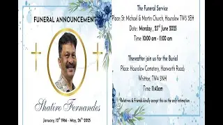 Funeral of Shatiro Fernandes | 10.00am 23-06-25 | St. Micheal & St. Martin Church, Hounslow, UK