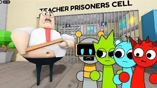 Sprunki Fun Bot & Owakcx & Sky & Raddy Played Evil Teacher Prison Escape Obby in ROBLOX 
