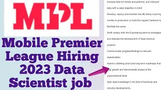MPL Hiring 2023 Data Scientist Job Role || Data Scientist Jobs 2023 || Telugu Job updates