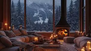 ❄️ Winter Storm Cabin Night | Blizzard Wind & Fireplace for 3 Hours | Relax Stress Relief Focus Calm
