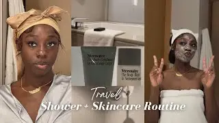 VLOGMAS Day 1 Travel Shower Routine  | Acne Prone Skin + DrySkin friendly