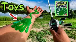 FISHING with TOYS sticky hand challenge (New Combo)