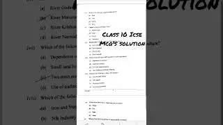 Class 10 Icse || Geography Mcq's Solution 2023|| Board Solutions