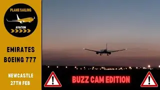 4K Stunning sunset arrival of Emirates Boeing 777 at Newcastle International Airport
