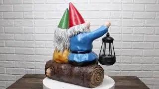 Ebros Large Mr and Mrs Gnome On Tree Log Solar LED Lantern Light Statue 13.5