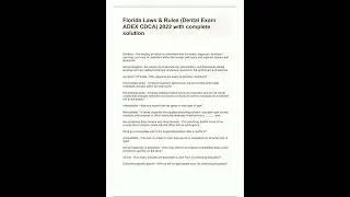 Florida Laws  Rules Dental Exam ADEX CDCA 2022 with complete solution