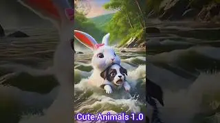 A brave rabbit rescue a cute dog #RabbitRescue #CuteAnimals