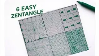 Easy zentangle pattern| Relaxing Green 6 Art |No Cut Drawing