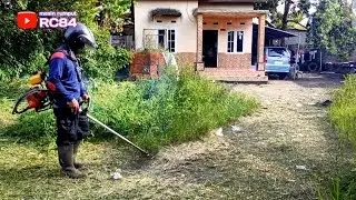 Halaman rumah yang kelihatan sempit berubah menjadi luas setelah rumput nya dipotong #rc84
